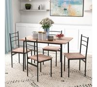 Homcom 5 Piece Dining Table And Chairs Set, Space Saving, Brown And Black