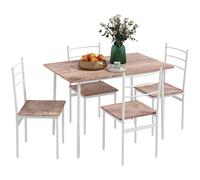 HOMCOM 5 Piece Dining Table and Chairs Set, Space Saving, Brown and Black - White