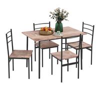 HOMCOM 5pc Dining Room Sets, Space Saving Dining Table & 4 Chairs, Steel Frame in Brown HOMCOM Brown