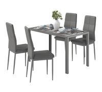Homcom 5 Piece Dining Set Table And 4 Chairs Set For 4 Persons Kitchen Glasstop
