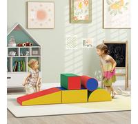 HOMCOM 5 Piece Kids Soft Play Set, Climb and Crawl Activity Toys Set for Baby Toddler, Soft Foam Blocks Indoor Play Equipment Learning Toys Yellow