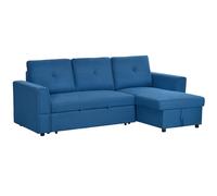 HOMCOM 5 Seater Sofa Bed, Pull Out Sofa Bed with Larger Bed Size & Thicker Cushion Padding, Corner Sofa Bed with Storage, Cobalt Blue