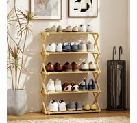 HOMCOM 5-Tier Bamboo Shoe Rack, Folding Shoe Shelf, Holds up to 15 Pairs