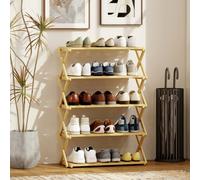 HOMCOM 3-Tier Bamboo Shoe Rack, Folding Shoe Shelf, Holds up to 9 Pairs - Natural wood finish - 60W x 29D x 88H cm
