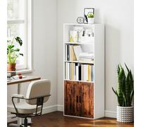 HOMCOM 5-Tier Bookcase, Tall Bookshelf with Adjustable Shelf, Rustic Brown