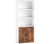 HOMCOM 5-Tier Bookcase with Adjustable Shelf - Rustic Brown