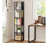 HOMCOM 5-Tier Bookshelf, Freestanding Display Storage Unit, Grey - Grey, Black