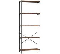 HOMCOM 5-Tier Bookshelf, Industrial Bookcase with Metal Frame - Rustic Brown and Black