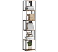 HOMCOM 5-Tier Bookshelf, Modern Tall Bookcase with Steel Frame, Freestanding Display Storage Unit for Living Room, Bedroom, Study, Home Office, Rustic Brown Rustic Brown