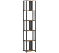 HOMCOM 5-Tier Bookshelf with Steel Frame - Rustic Brown