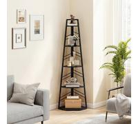 Homcom 5-Tier Corner Bookcase, Floor Standing Shelving Unit In Black Black