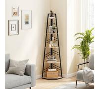 HOMCOM Corner Shelf Unit 5-Tier Corner Ladder Shelf Natural Wood Finish