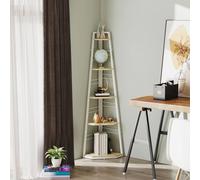 Homcom 5-Tier Corner Shelf, Shelving Unit With Adjustable Feet In Natural Natural