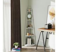 HOMCOM 5-Tier Corner Shelf, Shelving Unit with Adjustable Feet, White, White