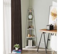 HOMCOM 5-Tier Corner Shelf, Shelving Unit with Adjustable Feet, White, White