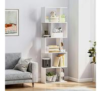 HOMCOM 5-tier Display Shelving Storage Bookcase S Shape Bookshelf, White - 60L x 24W x 184.5H cm - White - 1