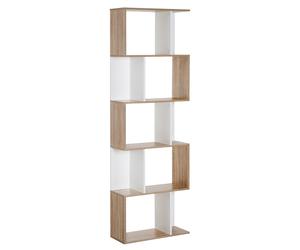 HOMCOM 5-tier Display Shelving Storage Bookcase S Shape design Unit Natural