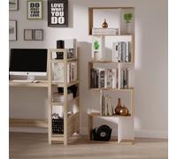 HOMCOM 5-tier Display Shelving Storage Bookcase S Shape design Unit Natural