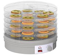 HOMCOM 5 Tier Food Dehydrator 245W Adjustable Temperature Control Grey