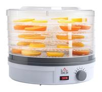 HOMCOM 5 Tier Food Dehydrator 245W Adjustable Temperature Control White