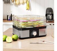 HOMCOM 5 Tier Food Dehydrator, 245W Stainless Steel Food Dryer Machine with Adjustable Temperature for Drying Fruit, Meat, Vegetable, Jerky and Pet Treat, Black