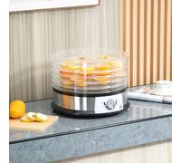 HOMCOM 5 Trays Food Dehydrator, 250W Stainless Steel Food Dryer with 40-70℃ Adjustable Temperature, Dryer Machine for Drying Fruit, Meat, Vegetable, Jerky and Pet Treat, Silver
