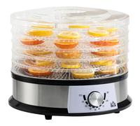HOMCOM 5 Tier Food Dehydrator, 250W Stainless Steel Food Dryer Machine w/ Adjustable Temperature for Drying Fruit, Meat, Vegetable, Silver Aosom UK
