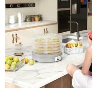 HOMCOM 5 Tier Food Dehydrator for Drying Fruit Meat Vegetable Pet Treat - Grey - 32 x 32 x 27 cm - Food Dehydrator