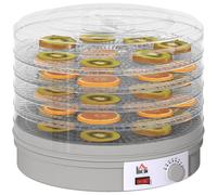HOMCOM 5 Tier Food Dehydrator 245W Adjustable Temperature Control Grey