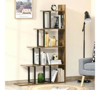 HOMCOM 5-Tier Ladder Shelf Display Plant Stand Home Office Ladder - 102L x 30W x 160H cm - Rustic Brown