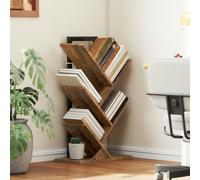HOMCOM 5-Tier Tree Bookshelf with Steel Frame for Living Room, Rustic Brown - Rustic Brown - 5-Tier