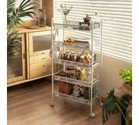 HOMCOM 5 Tier Utility Rolling Cart with Removable Mesh Baskets, Black