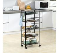 HOMCOM 5 Tier Utility Rolling Cart with Removable Mesh Baskets, Black