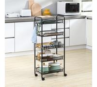Homcom 5 Tier Utility Rolling Cart With Removable Mesh Baskets, Black Black