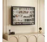 HOMCOM 5-Tier Wall Display Shelf Cabinet with Glass Doors, Black & White HOMCOM Multicolor