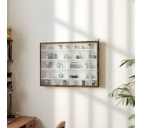 Homcom 5-Tier Wall Display Shelf Unit Cabinet W/ Adjustable Shelves Glass Doors In Brown Brown Small