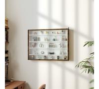 HOMCOM 5-Tier Wall Display Shelf Unit Cabinet w/ Shelves Glass Doors brown, Brown