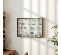 Homcom 5-Tier Wall Display Shelf Unit Cabinet W/ Adjustable Shelves Glass Doors In Brown Brown Small