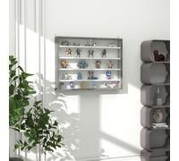 HOMCOM 5-Tier Wall Display Shelf Unit Cabinet w/ Shelves Glass Doors Grey Wood, Grey