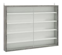 HOMCOM 5-Tier Wall Display Shelf Unit Cabinet w/ Shelves Glass Doors Grey Wood