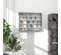 Homcom 5-Tier Wall Display Shelf Unit Cabinet W/ Shelves Glass Doors In Grey Grey