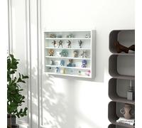 HOMCOM 5-Tier Wall Display Shelf Unit Cabinet w/ 4 Adjustable Shelves Glass Doors Home Office Ornaments 60x80cm White Aosom UK