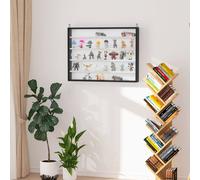 HOMCOM 5-Tier Wall Display Shelf Unit Cabinet w/ 4 Adjustable Shelves Glass Doors Home Office Ornaments 60x80cm Black/White Aosom UK