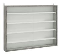 HOMCOM 5-Tier Wall Mounted Display Cabinet, Display Case with 4 Adjustable Shelves, Glass Doors for Home Office Ornaments 60x80cm, Grey Wood Grain Grey wood grain