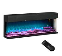 HOMCOM 50''/127cm 3-Sided Electric Fireplace Wall Mounted Recessed Black