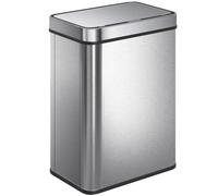 HOMCOM 50 L Sensor Bin Soft-Close Lid Touchless Kitchen Bin Silver Tone | Automatic Motion, Fingerprint-Proof Stainless Steel, Kitchen, Gym, Home Office