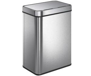 HOMCOM 50 L Sensor Bin Soft-Close Lid Touchless Kitchen Bin Silver Tone | Automatic Motion, Fingerprint-Proof Stainless Steel, Kitchen, Gym, Home Office
