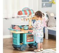 HOMCOM 50 Pcs Kids Kitchen Play set Pretend Trolley Cart Toys for Age 3-6