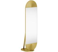 HOMCOM 50 x 161 cm Wavy Full Length Mirror, Free Standing Mirror with Metal Frame and Solid Base, Gold Tone