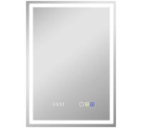 HOMCOM 50 x 70 cm Anti-Fog LED Bathroom Mirror with Bluetooth and Clock, Stylish & Functional Design, Silver Aosom UK